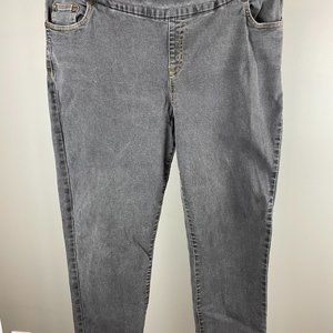 Grey black Jeans stretchy waist band Plus Size 18 P Short Length